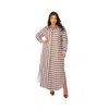 Buxom Couture Long Sleeve Button-up Maxi Shirtdress In Khaki Stripe