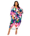 Buxom Couture Abstract Floral Center Ruched Dress In Multi