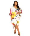 Buxom Couture Women's Plus Size Printed Cinch Waist Kaftan Dress In Multi