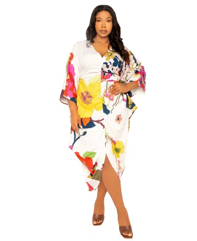 Buxom Couture Women's Plus Size Printed Cinch Waist Kaftan Dress In Multi