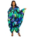 Buxom Couture Abstract Print Long Sleeve Caftan In Multi
