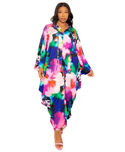 Buxom Couture Women's Print Tunic Maxi Dress In Multi