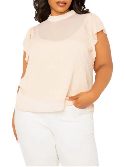 Buxom Curvy Baige Top - Plus In Pink