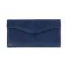 Buxton Women's Leather Long Bifold Organizer Wallet With Floral Emboss In Blue