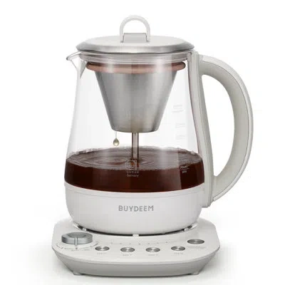 Buydeem ,tea Maker,tea Brewer 1500 Quarts Tea Kettle In Silver;oatmeal White