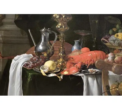 Buyenlarge A Banqueting Scene Still Life By Jan Davidsz De Heem - Print In Black;gray