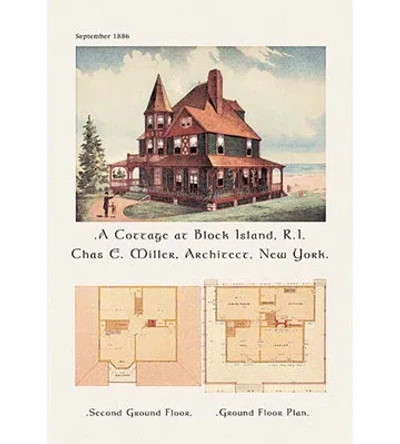 Buyenlarge A Cottage At Block Island, Rhode Island Graphic Art In Green;beige