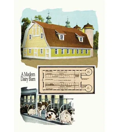 Buyenlarge 'a Modern Dairy Barn' By Geo E. Miller Graphic Art In Brown;green