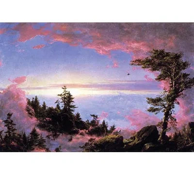 Buyenlarge 'above The Clouds At Sunrise' By Frederic Edwin Church Painting Print In Blue;pink