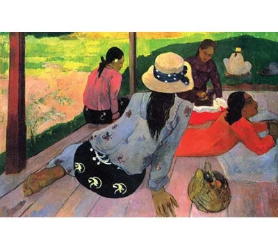 Buyenlarge 'afternoon Quiet Hour' By Paul Gauguin Painting Print In Green;gray;red