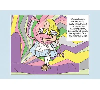 Buyenlarge 'alice In Wonderland Alice And The Bird' By John Tenniel Framed Graphic Art In Yellow;pink;purple