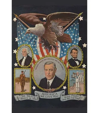 Buyenlarge 'america We Love You Patriotic War Poster' - Advertisement Print In Blue;brown;yellow