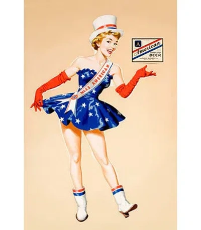 Buyenlarge 'american Beer' Vintage Advertisement In Blue;beige
