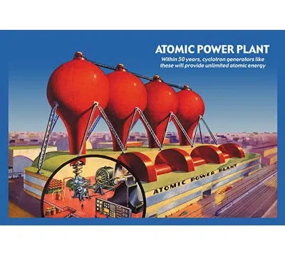 Buyenlarge 'atomic Power Plant' Vintage Advertisement In Blue;green;red