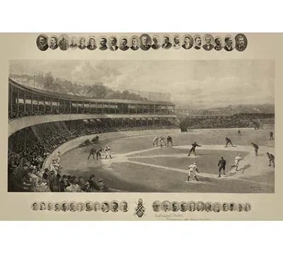Buyenlarge 'baseball Match' By Boussod, Valadon And Co Vintage Advertisement In Black;beige