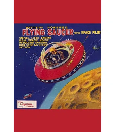Buyenlarge Battery Operated Flying Saucer - Vintage Advertisement Print In Blue;red