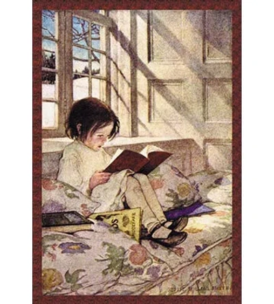 Buyenlarge 'books In Winter' By Jessie Willcox Smith Painting Print In Brown;beige;purple