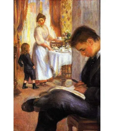 Buyenlarge 'breakfast At Berneval' By Pierre-august Renoir Painting Print In Black;brown