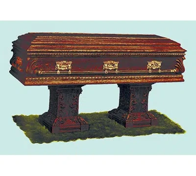 Buyenlarge Casket With Golden Rails Graphic Art In Brown;green