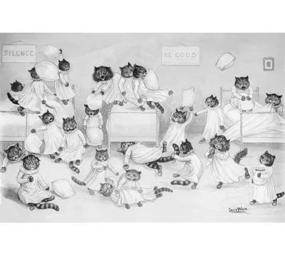 Buyenlarge Cats In The Dormitory - Graphic Art Print In Black;white
