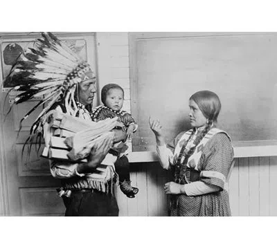 Buyenlarge Chief Fish Wolf Robe In Native Dress - Photograph Print In Black;gray