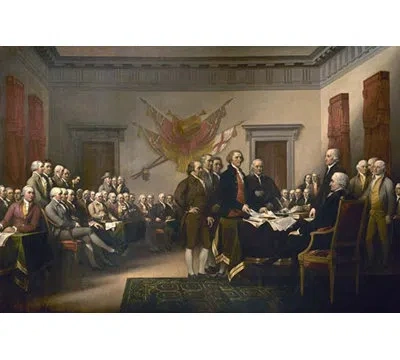 Buyenlarge Declaration Of Independence By John Trumbull - Unframed Print In Gray;beige