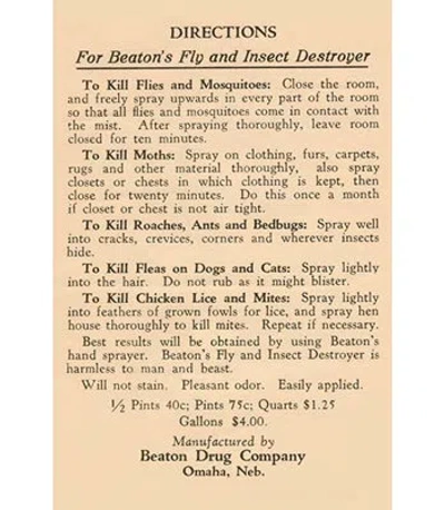 Buyenlarge Directions For Beaton's Fly And Insect Destroyer - Textual Art Print In Black