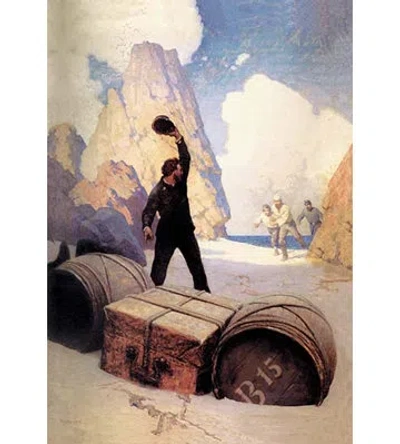 Buyenlarge 'discovery Of The Chest' By N.c. Wyeth Painting Print In Brown;beige;purple
