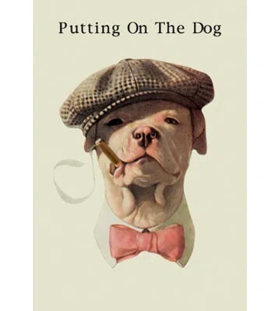 Buyenlarge Dog In Hat And Bow Tie Smoking A Cigar Graphic Art On Wrapped Canvas In Brown;beige;pink