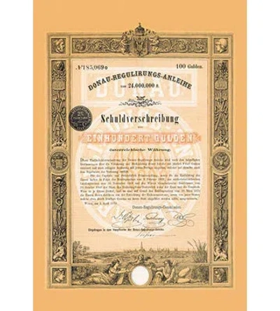 Buyenlarge 'donau-regulirongs-anleihe Schuldverschriebung' Graphic Art In Gray;yellow