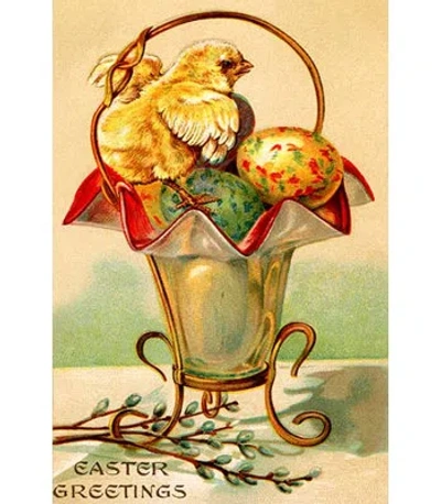 Buyenlarge 'easter Greetings' Graphic Art In Green;yellow