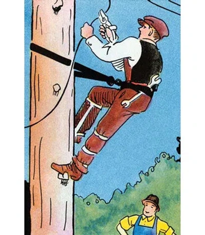 Buyenlarge 'electrical Worker' By Julia Letheld Hahn Painting Print In Blue;brown;green