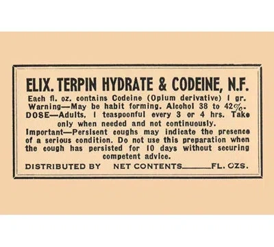 Buyenlarge Elixir Terpin Hydrate And Codeine N.f. - Textual Art Print In Black