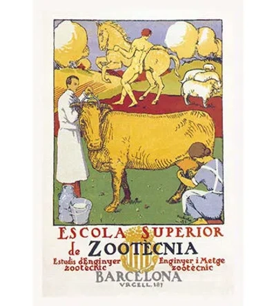 Buyenlarge 'escola Superior De Zootecnia' By Nubiola Vintage Advertisement In Red;yellow