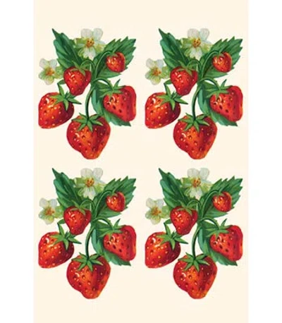 Buyenlarge 'four Bunches Of Strawberries' Painting Print In Green;red