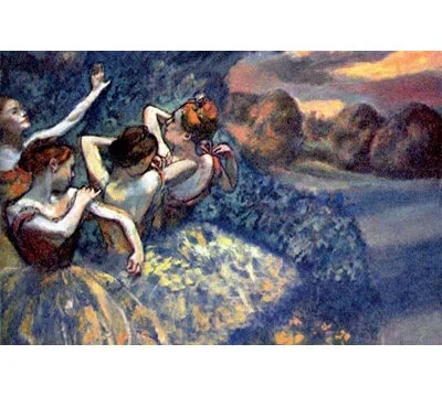 Buyenlarge 'four Dancers' By Edward Degas Painting Print In Blue;brown