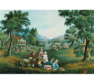 Buyenlarge 'four Seasons' By Currier And Ives Painting Print In Brown;green