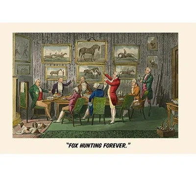 Buyenlarge 'fox Hunting Forever' By Henry Alken Painting Print In Green;gray