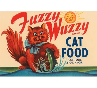 Buyenlarge 'fuzzy Wuzzy Brand Cat Food' Vintage Advertisement In Green;red;beige