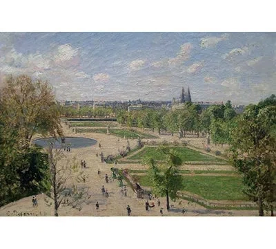 Buyenlarge Garden Of The Tuileries In The Spring By Camille Pissarro - Print In Blue;beige