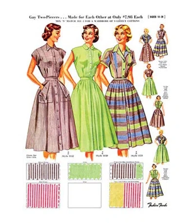 Buyenlarge 'gay 2 Pieces Made For Each Other' By Fashion Frocks Vintage Advertisement In Blue;brown;green