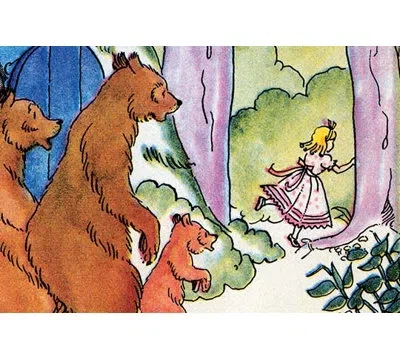 Buyenlarge 'goldilocks Flees' By Julia Letheld Hahn Graphic Art In Brown;green;purple