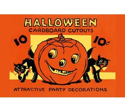 Buyenlarge 'halloween Cardboard Cutouts' Vintage Advertisement In Black;red;yellow