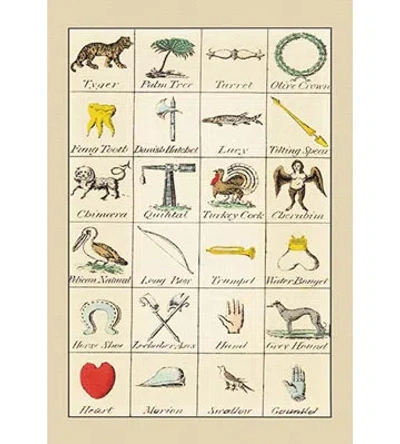 Buyenlarge 'heraldic Symbols - Tyger, Palm Tree, Et Al.' By Hugh Clark Graphic Art In Gray;tan
