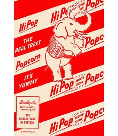 Buyenlarge Hipop Movie Show Popcorn The Real Treat - Advertisements Print In Red;beige