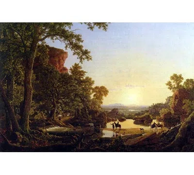Buyenlarge 'hooker And Convoy Pass Through The Wilderness' By Frederic Edwin Church Graphic Art In Green;yellow