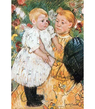 Buyenlarge 'in The Garden' By Mary Cassatt Painting Print In Green;orange