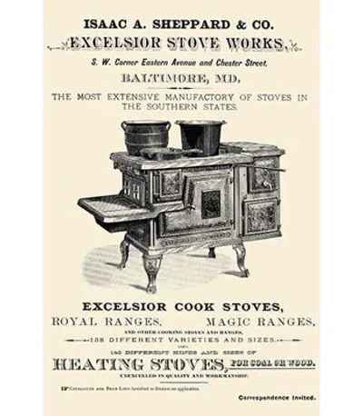 Buyenlarge 'isaac A. Sheppard And Co. Excelsior Stove Works' Graphic Art In Black;beige