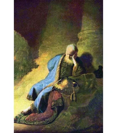 Buyenlarge Jeremiah Mourning Over The Destruction Of Jerusalem By Rembrandt Van Rijn - Graphic Art Print In Black;green