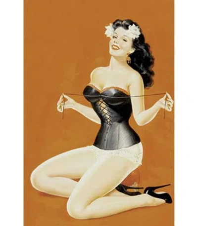Buyenlarge 'lacing Her Bra' By Peter Driben Painting Print In Black;orange